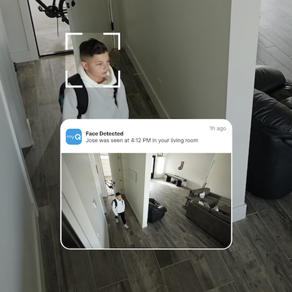 a photo of myQ's face detection capabilities in the myQ app using the myQ Smart Indoor Camera