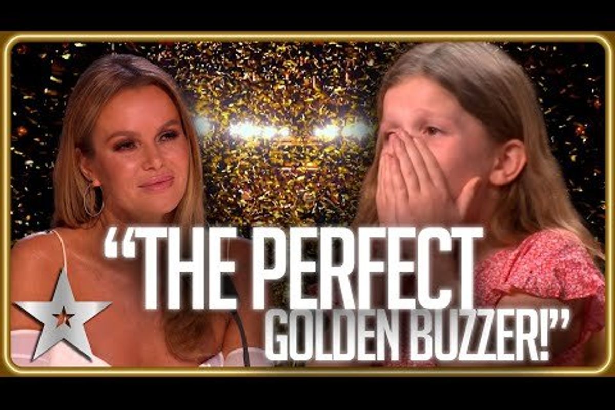Woman smiling and little girl with hands over her mouth for BGT promo poster