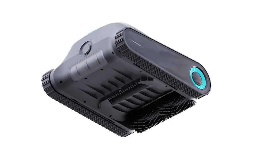 a view of the botton of the Aiper Scuba S1 Cordless Robotic Pool Cleaner showing its rotating brush