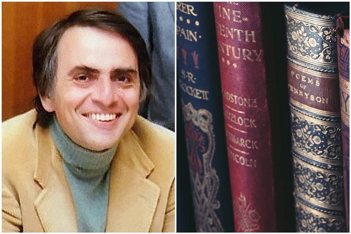 carl sagan, books, libraries