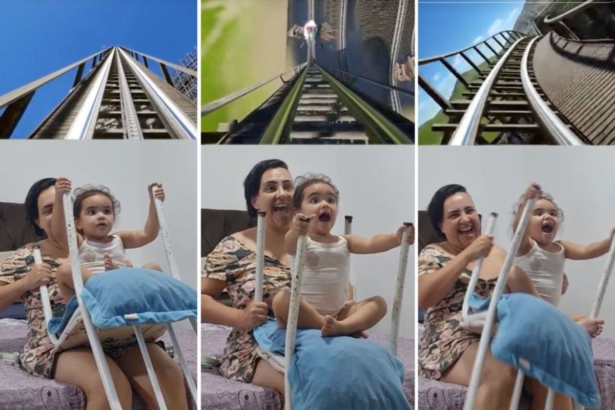 Mom creates a thrilling roller coaster ride for her kiddo without even leaving the house