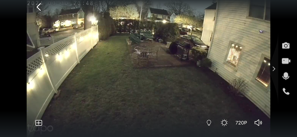 a screenshot from tapo app showing color night vision