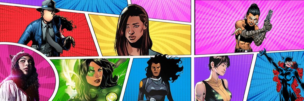 Graphic showcasing Latina superheroes