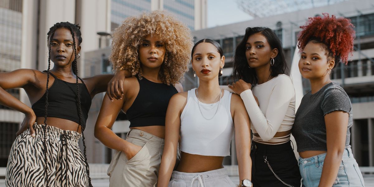 Group-of-Black-and-multiracial-women-posing-as-a-tribe