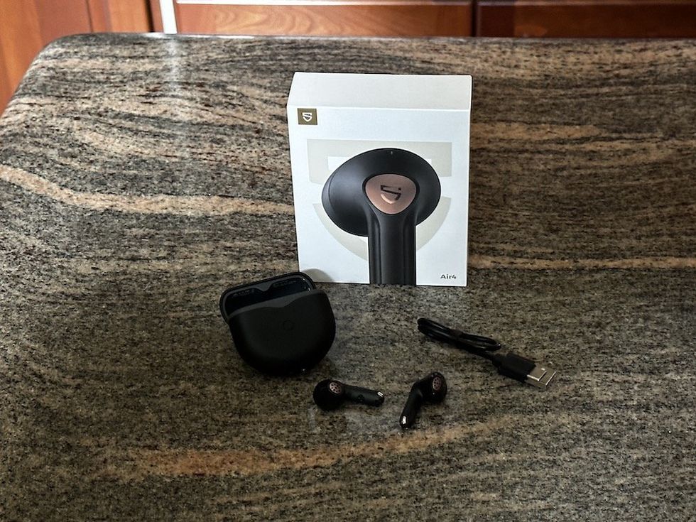 a photo of SoundPEATS Air4 Wireless Earbuds unboxed