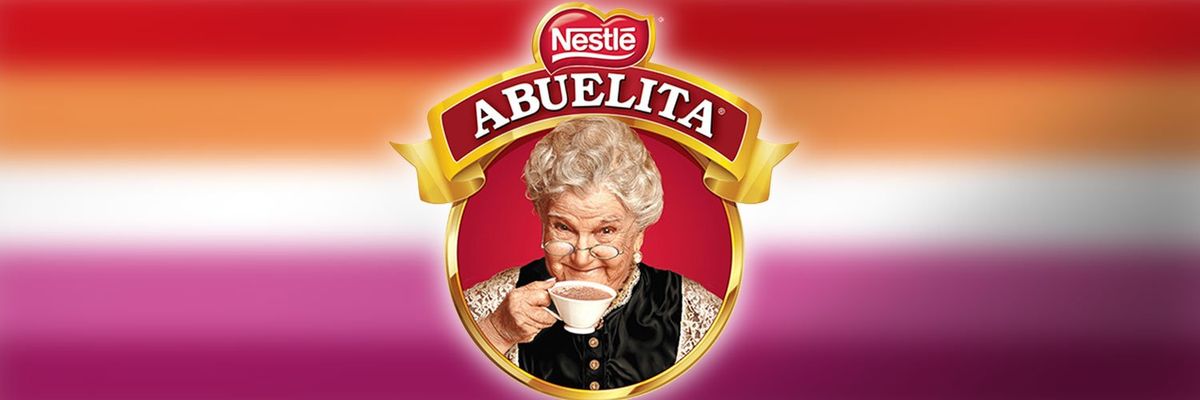 Graphic design showcasing the iconic Abuelita Mexican Hot Chocolate logo.