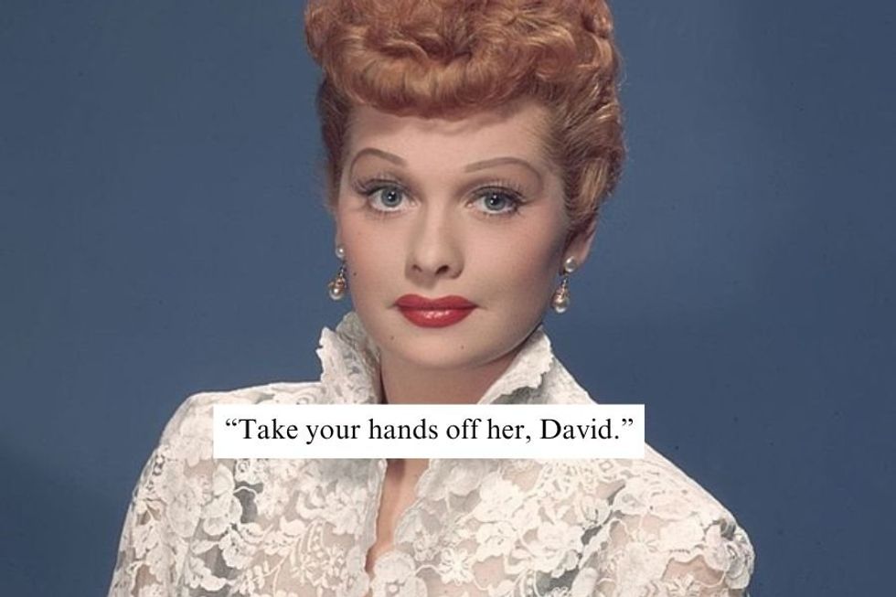 Watch Lucille Ball repeatedly tell a host to take his hands off female audience members