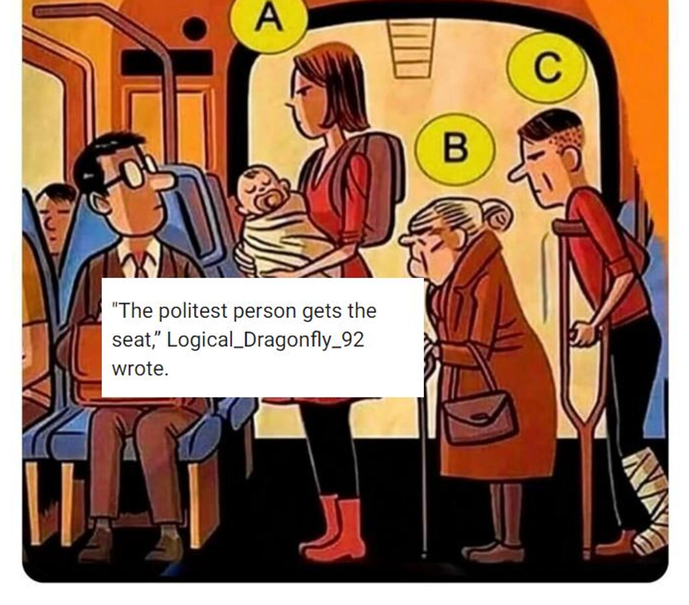 Viral image has people trying to figure out who 'deserves' the seat the most.