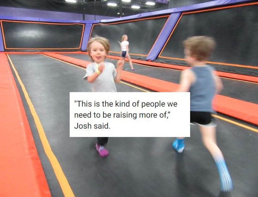Refreshingly positive dad thanks teens for how they treated his son at the trampoline park
