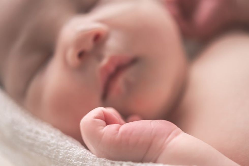 closeup of sleeping newborn baby