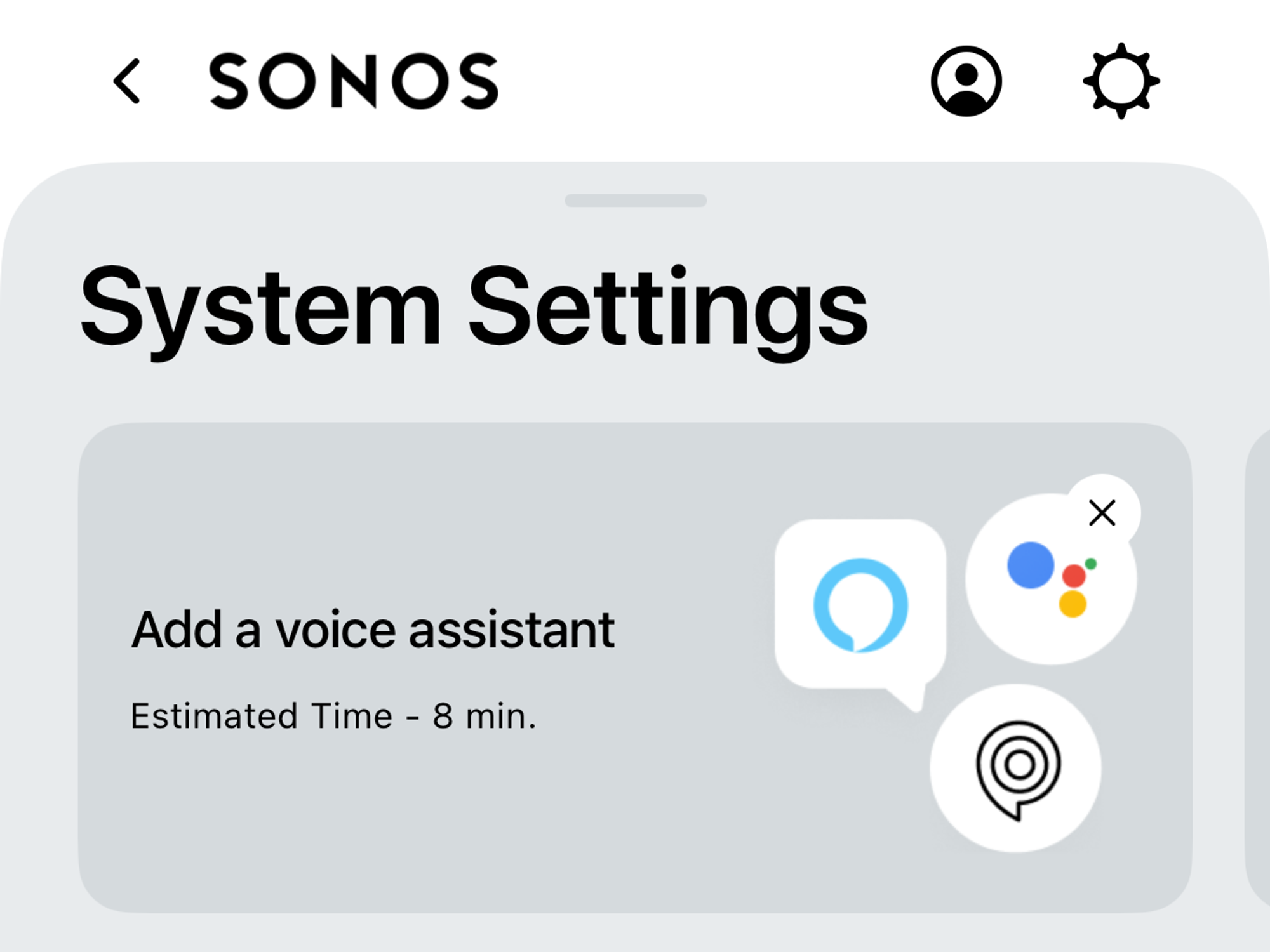 a screenshot of the voice activation section in the Sonos app