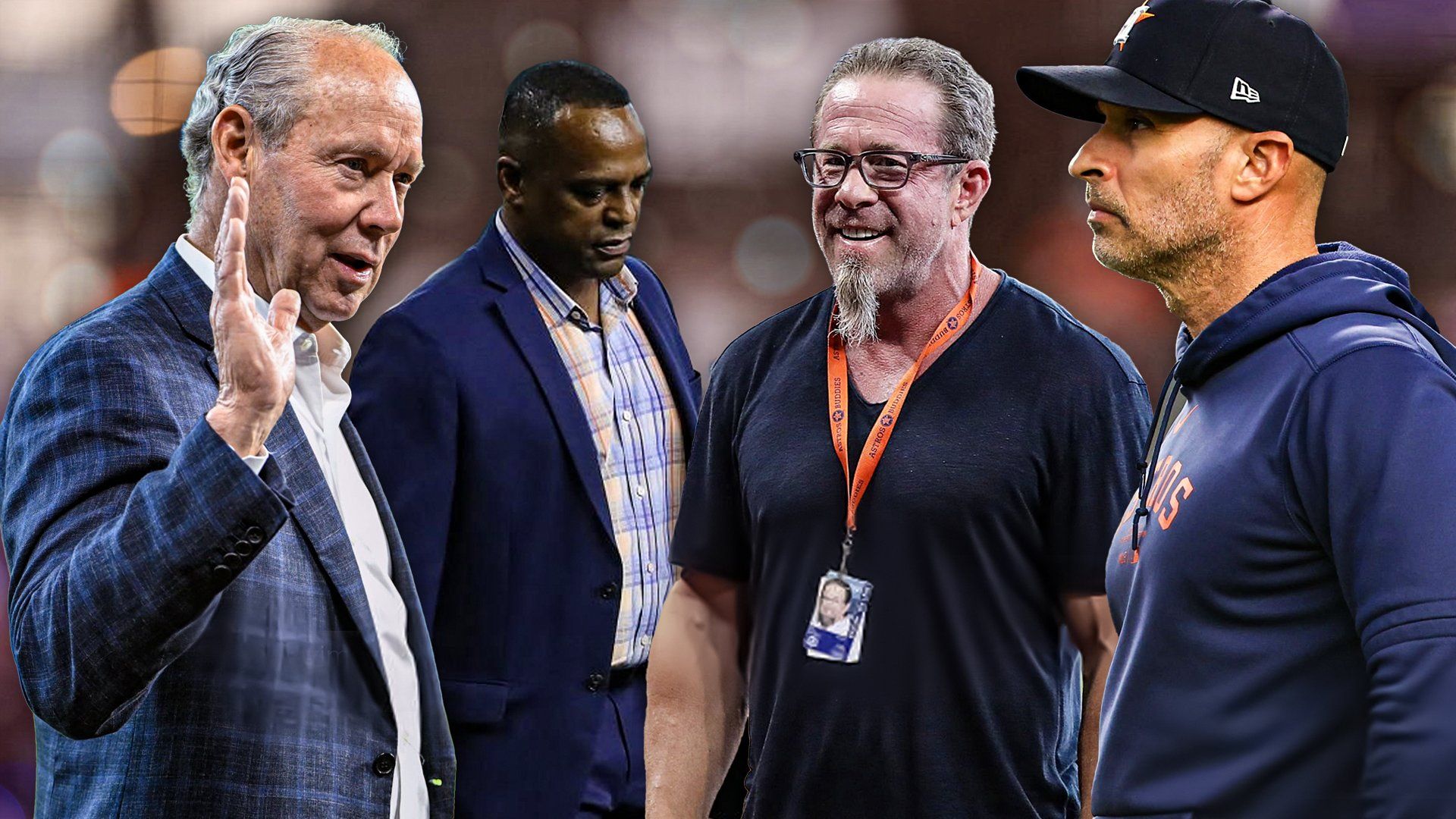 Astros Jim Crane, Dana Brown, Jeff Bagwell, Joe Espada