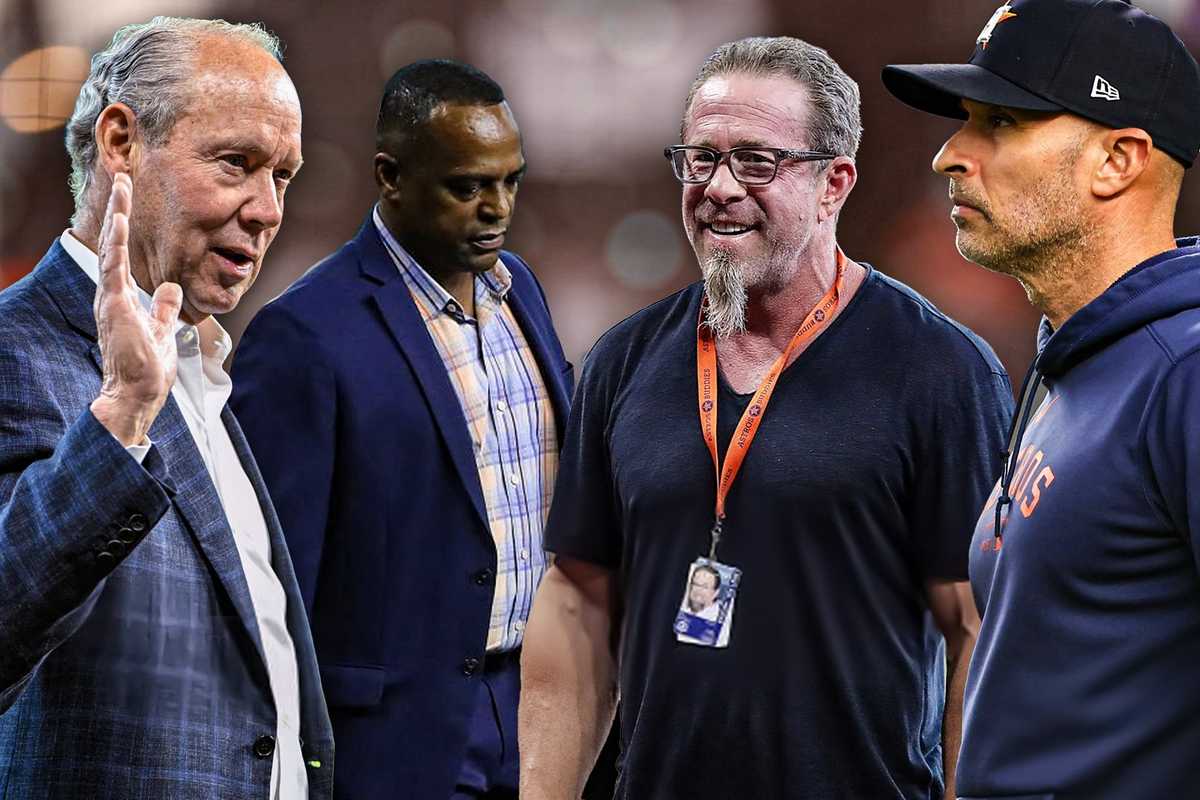 Astros Jim Crane, Dana Brown, Jeff Bagwell, Joe Espada