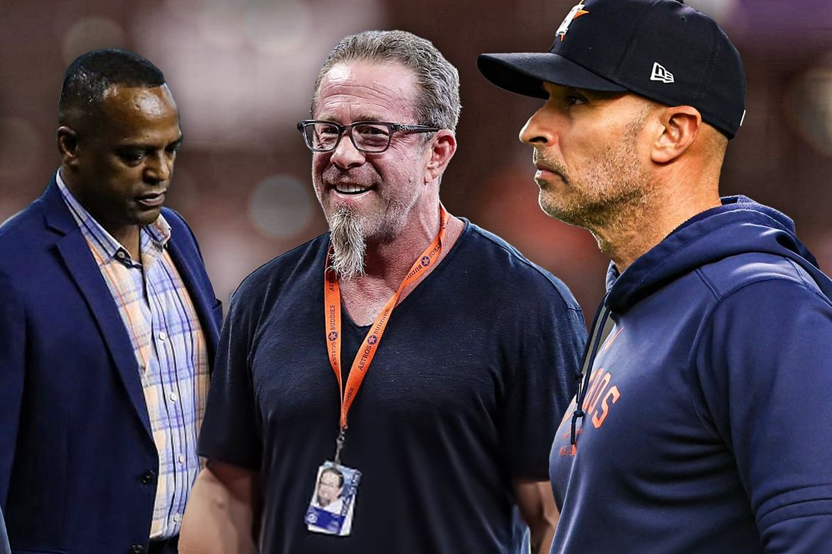 Astros Jim Crane, Dana Brown, Jeff Bagwell, Joe Espada