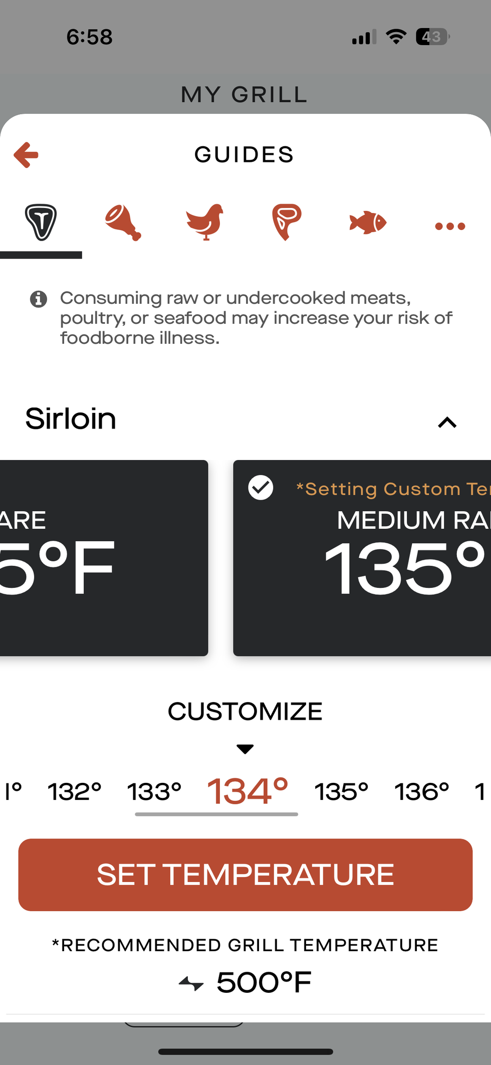 a screenshot of cooking guide in Current Backyard app