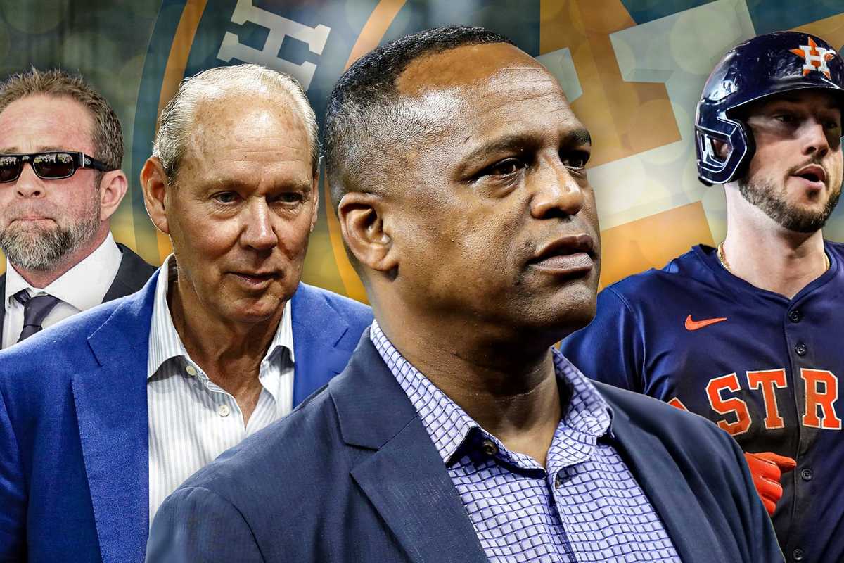 Houston Astros Jeff Bagwell, Jim Crane, Dana Brown, Kyle Tucker