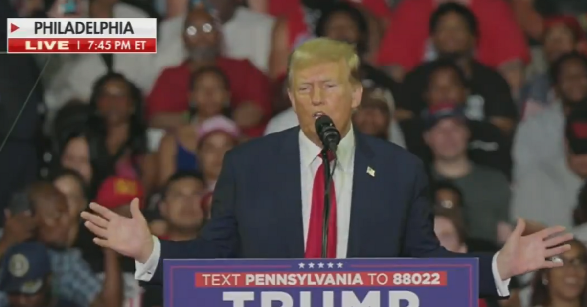 Screenshot of Donald Trump at his Philadelphia rally