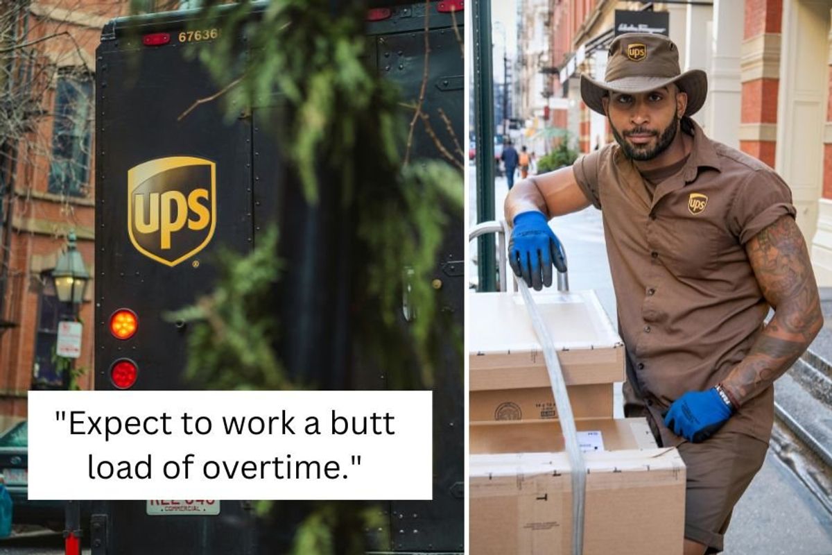 UPS truck and UPS driver with packages