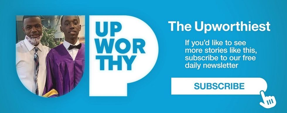 an ad for The Upworthies against a blue background with white writing and subscribe button