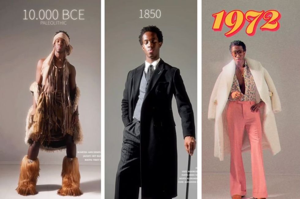 Man's 'high fashion time travel' video takes us through 12,000 years of insanely cool outfits
