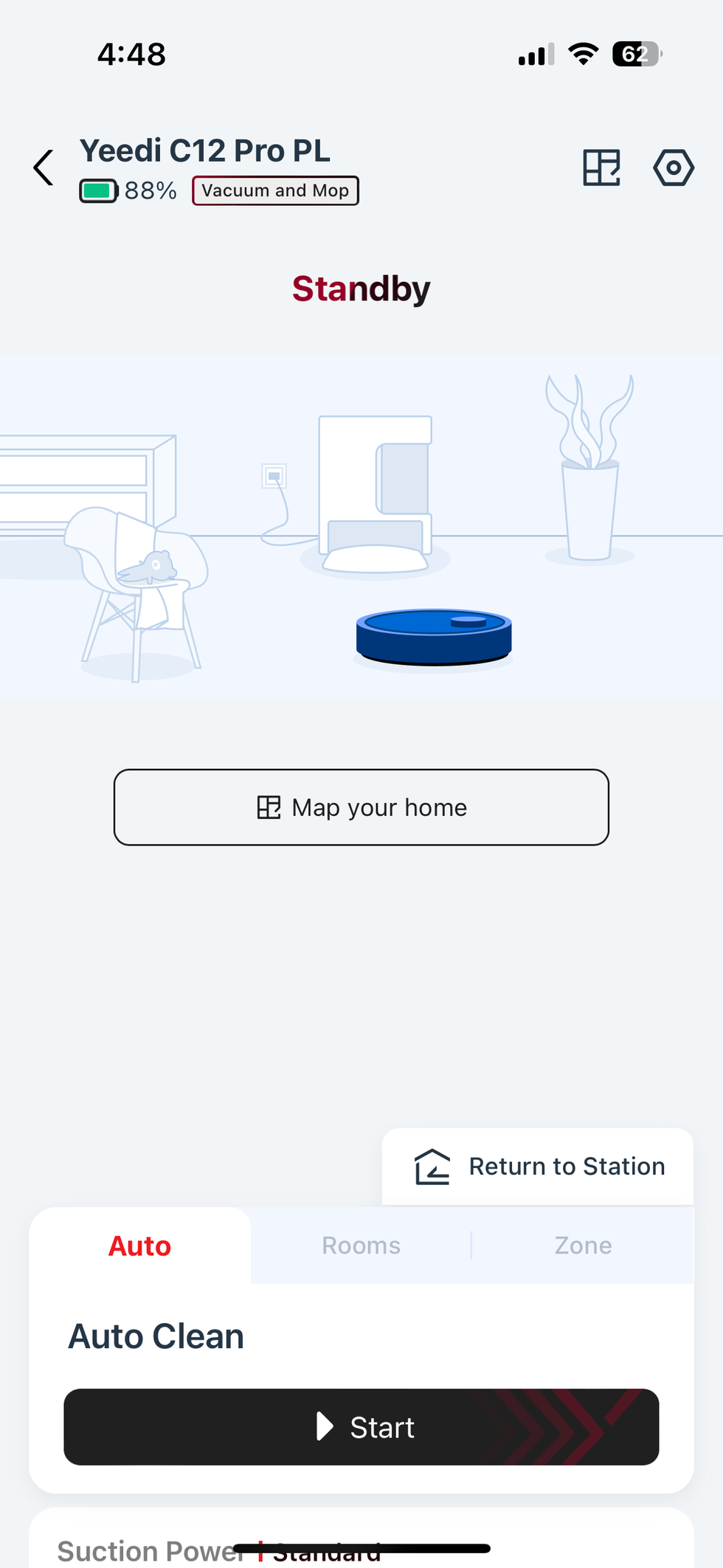 a screenshot of Yeedi app showing how to map your house for cleaning.