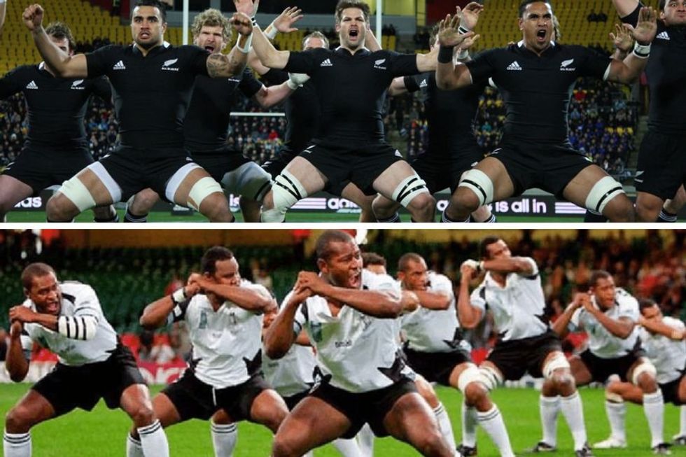 New Zealand's rugby team and their Haka gets face to face with Fiji's immaculate 'Cibi' dance