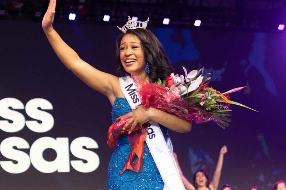 Watch Miss Kansas call out her abuser in the audience during final pageant interview