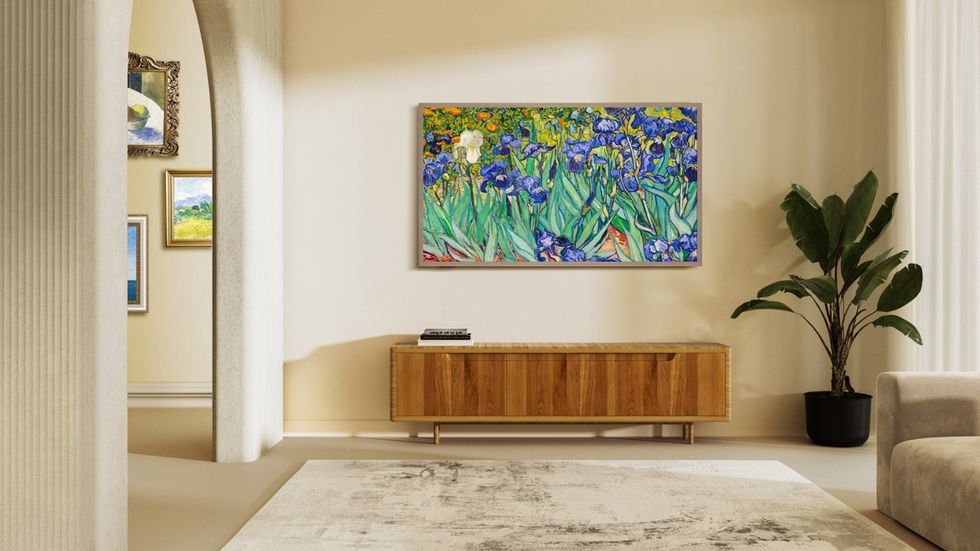 a photo of a room with Hisense CanvasTV on the wall