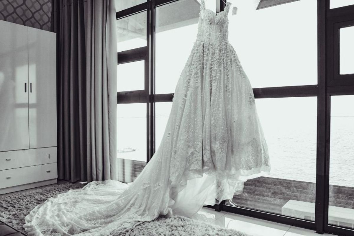 wedding dress, breast cancer, mom