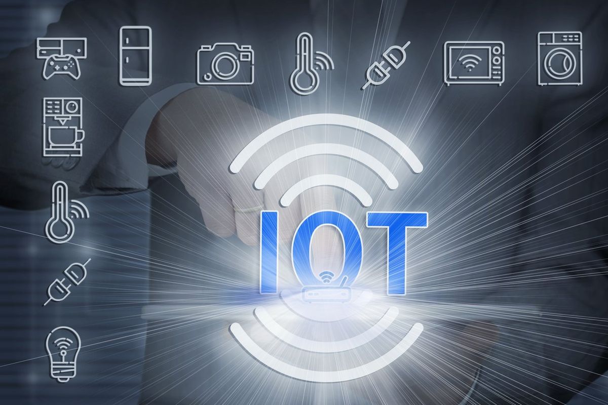 an illustration of IoT letters surrounded by the devices you can connect