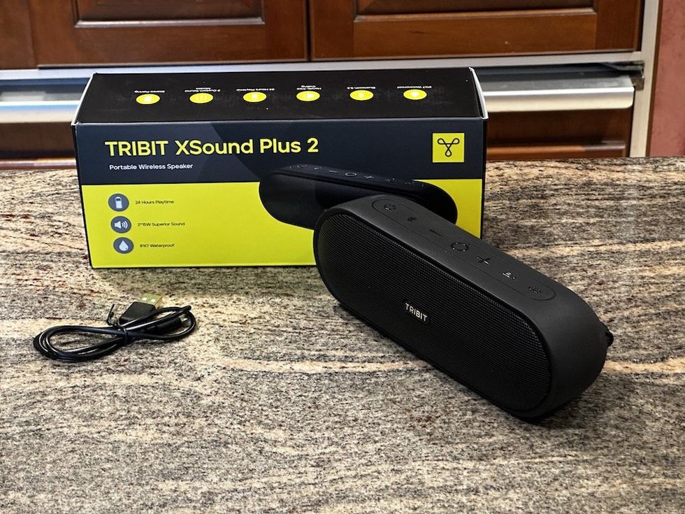 a photo of Tribit XSound Plus 2 Portable Wireless Speaker unboxed