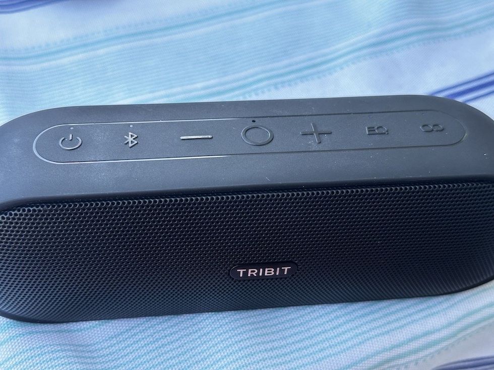 A photo of the controls on top of Tribit XSound Plus 2 Portable Wireless Speaker