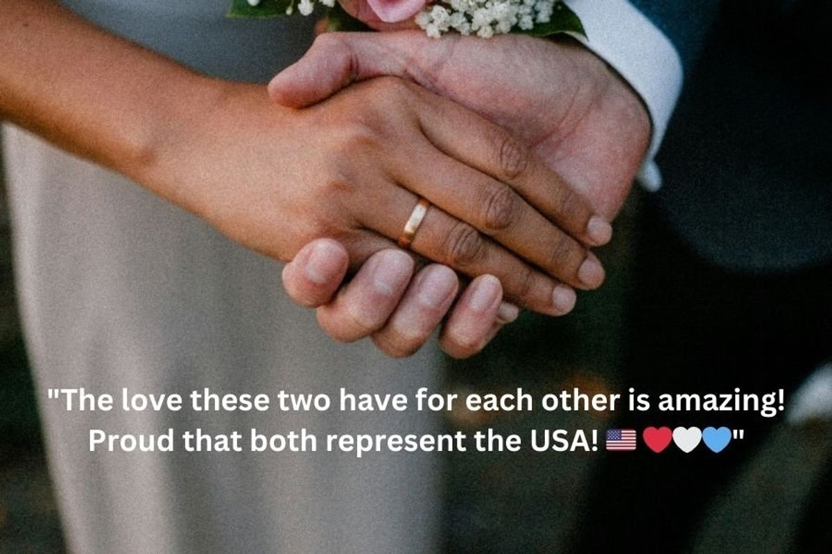 close up of couple holding hands at a wedding