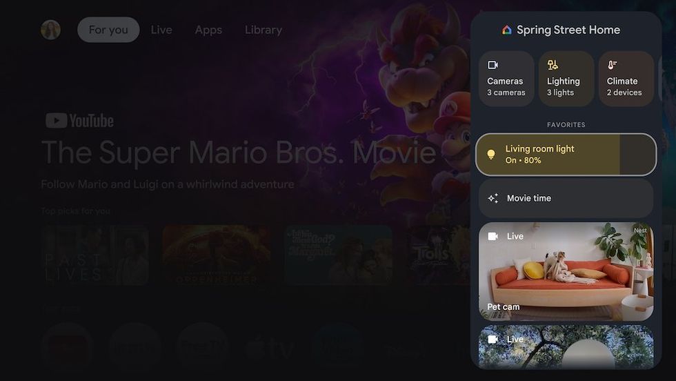 a screenshot of the smart home controls on your Google TV