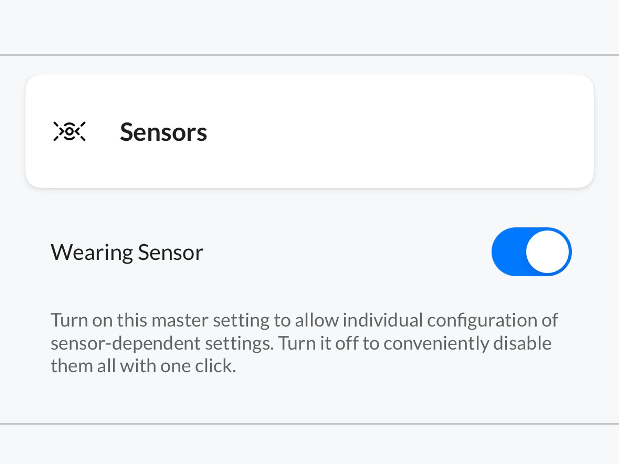 a screenshot of Smart Sensor settings in Poly app