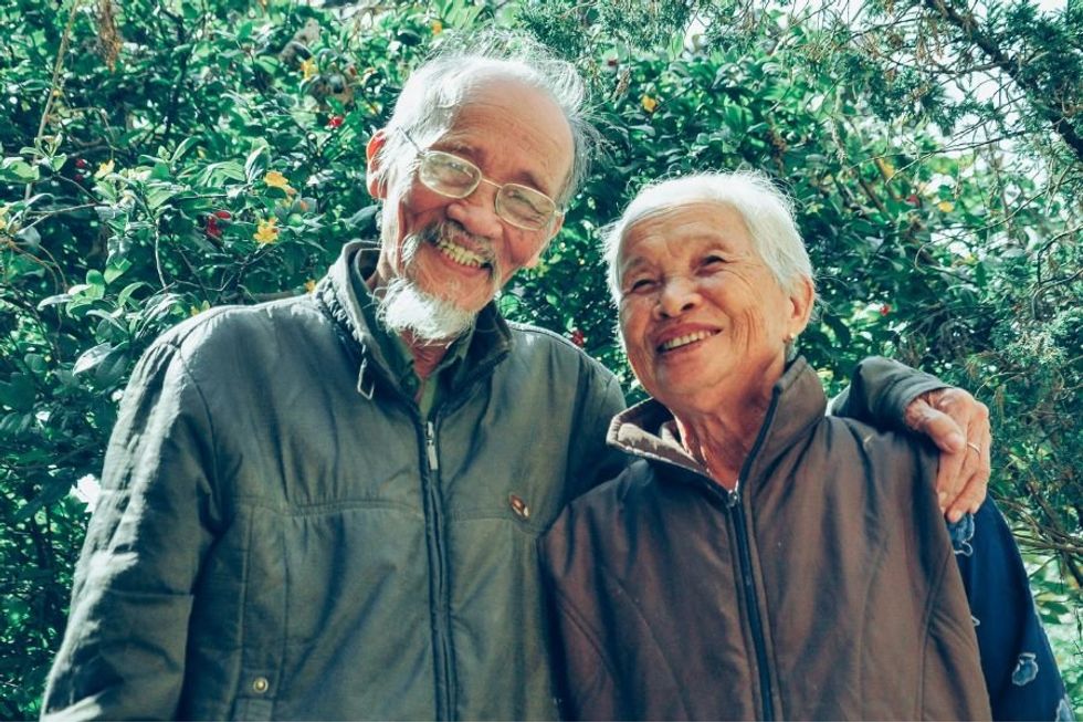 Older couple smiling together