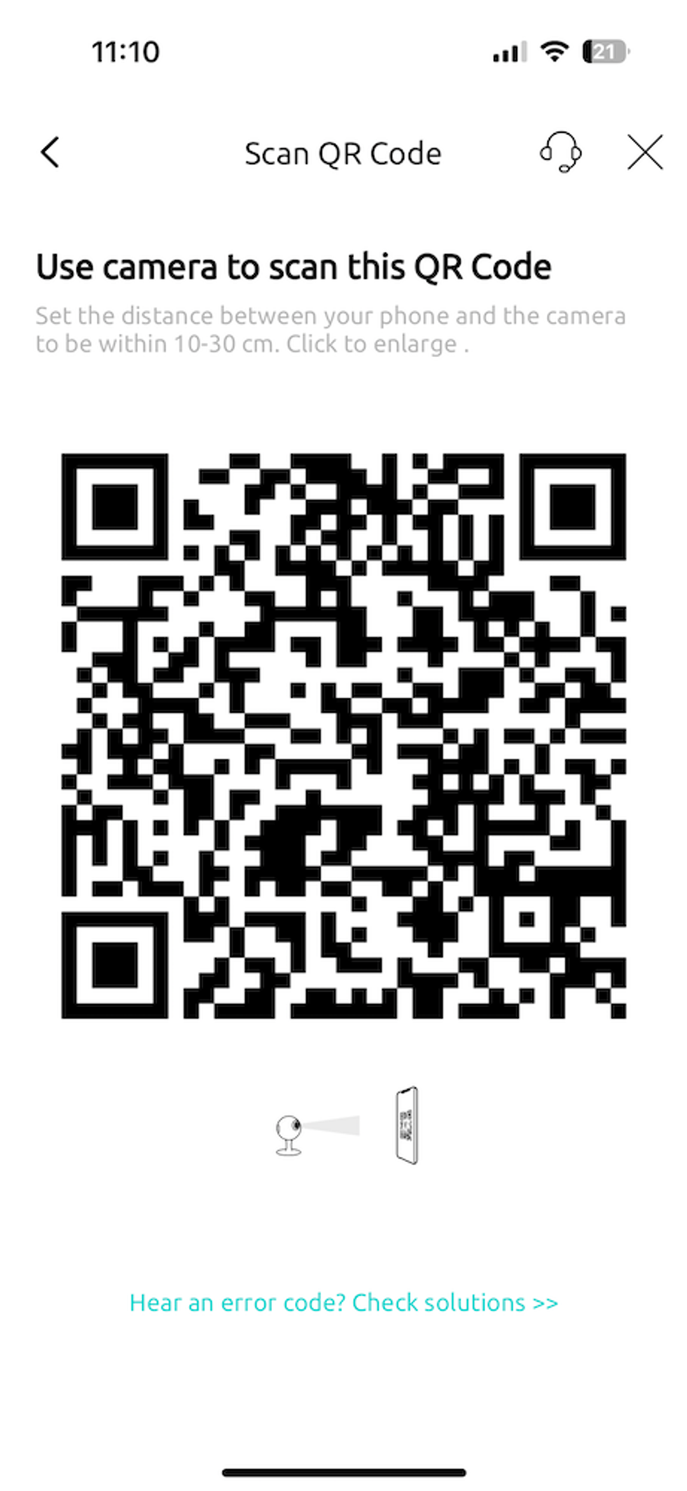 Screenshot of Birdfy app showing QR Code you need to use to pair your FHD Camera with your home WiFi Network