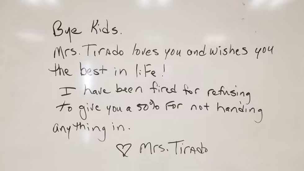 A letter from fired teacher Diane Tirado