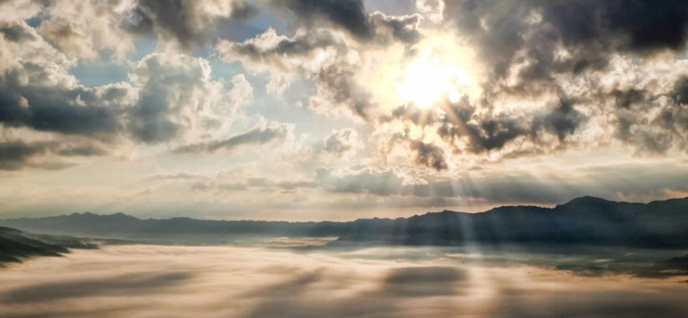 heaven, clouds, ray of light