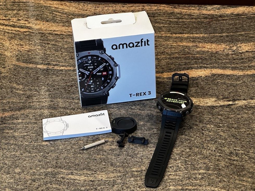 a photo of \u200bAmazfit T-Rex 3 Smartwatch unboxed
