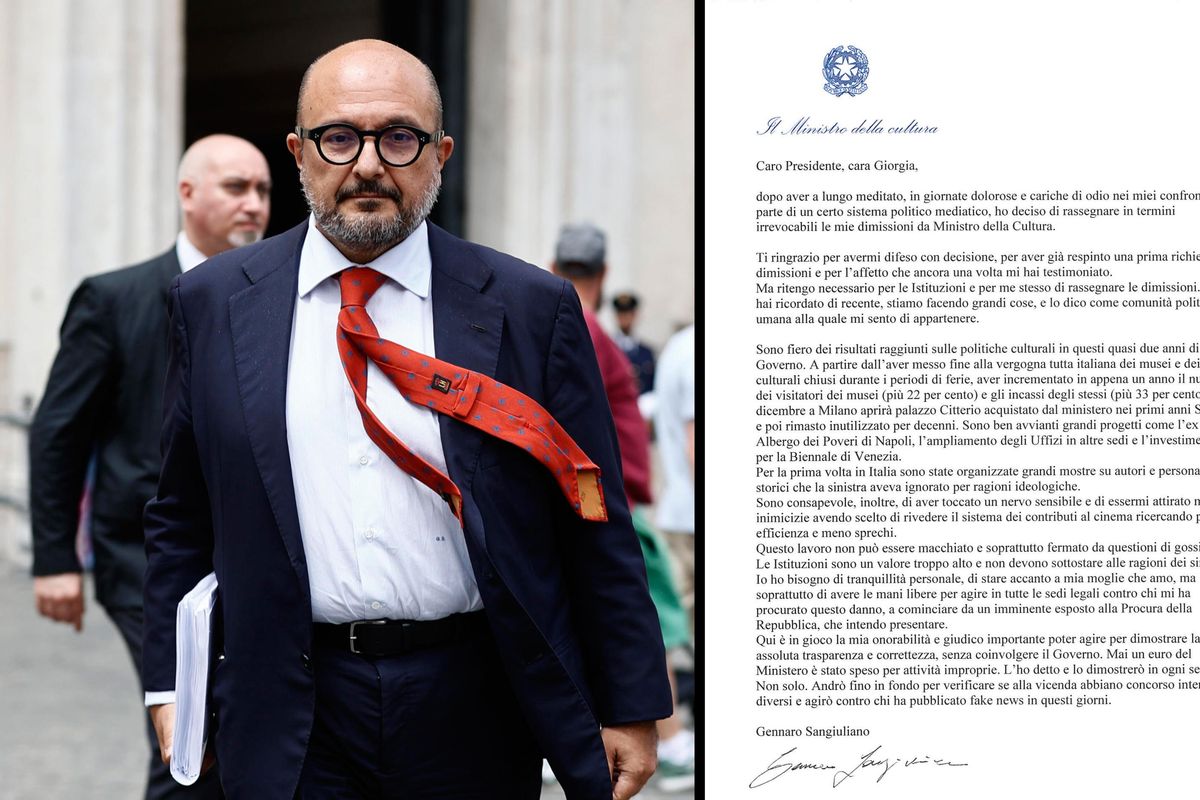 Sangiuliano mette fine all’agonia: «Ora devo stare vicino a mia moglie»