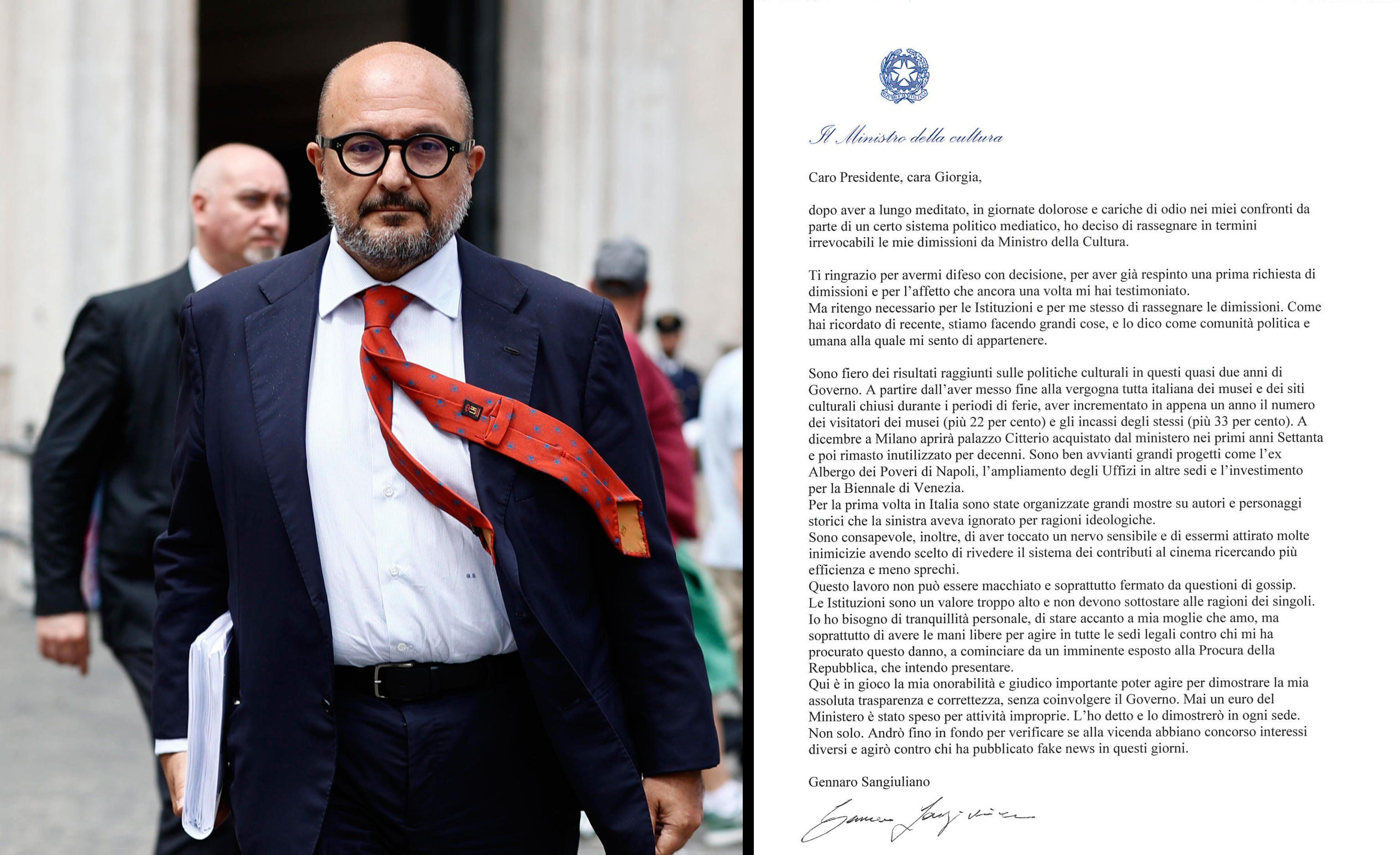 Sangiuliano mette fine all’agonia: «Ora devo stare vicino a mia moglie»