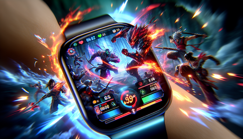 a photo of a video game on a smartwatch