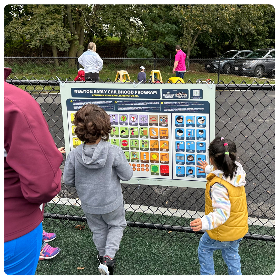 Hundreds of parks and playgrounds have added these colorful picture boards for autistic kids