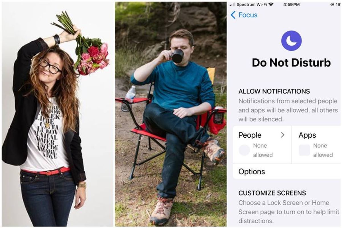 flowers, camping chairs, do not disturb