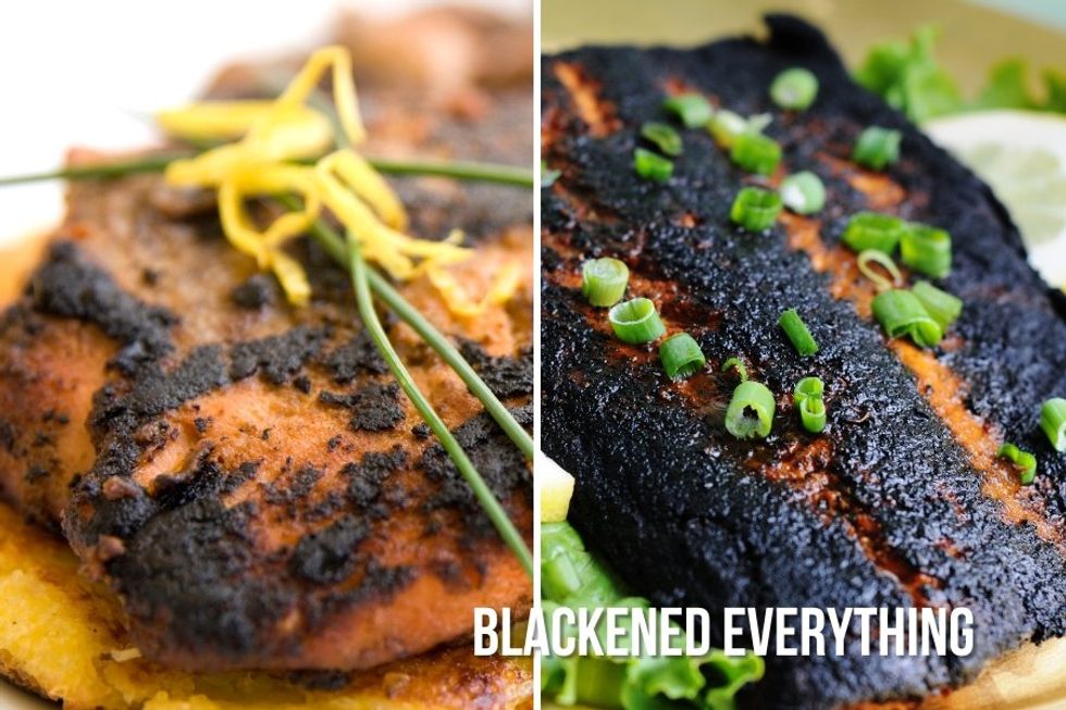 blackened chicken and salmon