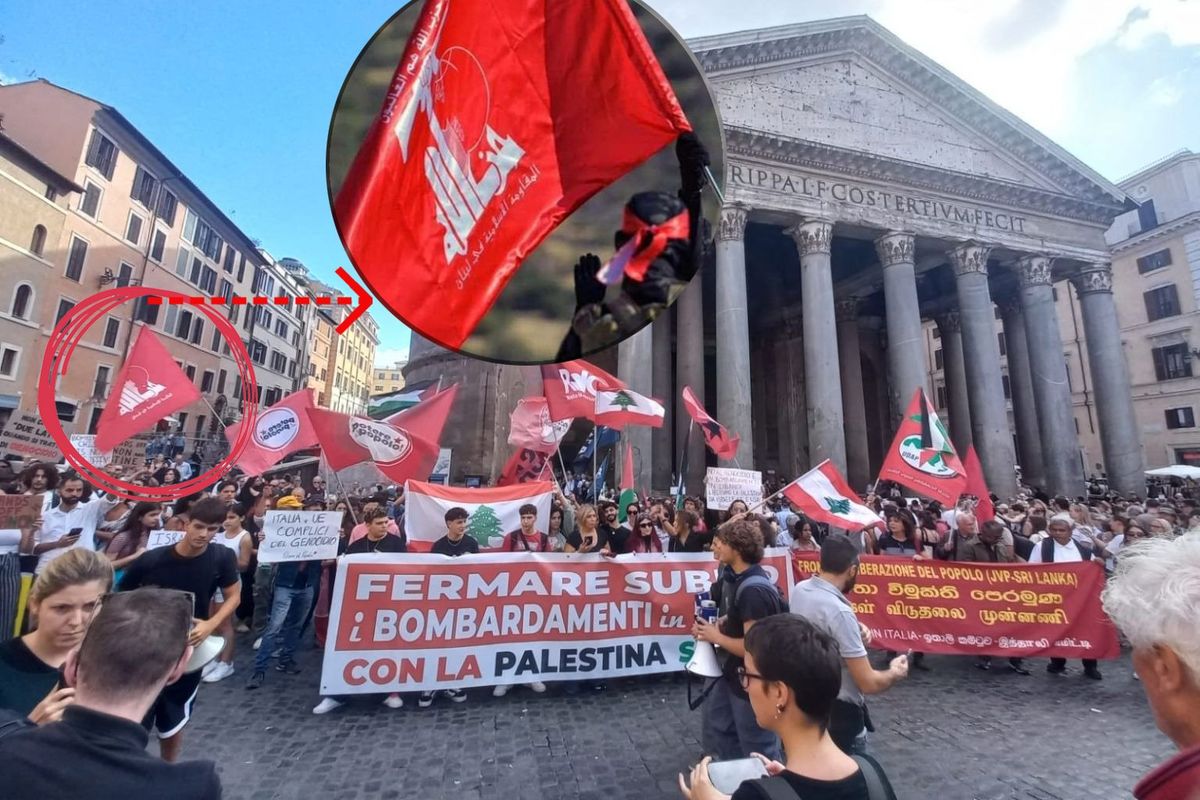 L’antisemitismo dilaga nelle piazze: c’è pure la bandiera di Hezbollah