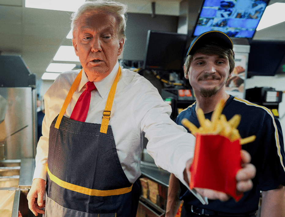 Staging Fake McDonald's Photo Op, Trump Slanders Harris (Again)