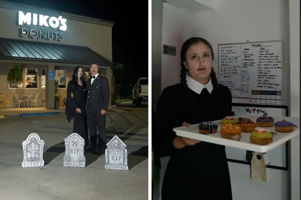 Family-run donut shop in Louisiana creates the perfect Addams family-themed Halloween ad