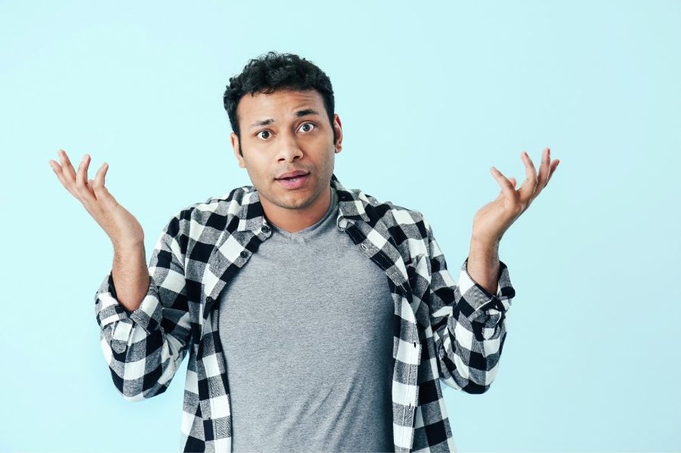 man looking confused